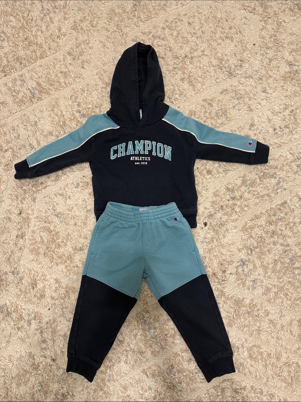 Champion Kids Navy and Teal Colorblock Hoodie & Joggers